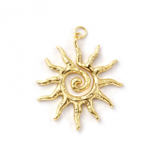 Immagine di 1 Pz Ecologico Ottone Galassia Ciondoli Pendenti 18K Vero Oro Placcato Sole 4.2cm x 3.4cm