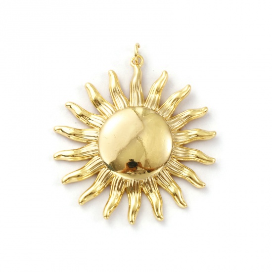 Immagine di 1 Pz Ecologico Ottone Galassia Ciondoli Pendenti 18K Vero Oro Placcato Sole 4.5cm x 3.8cm
