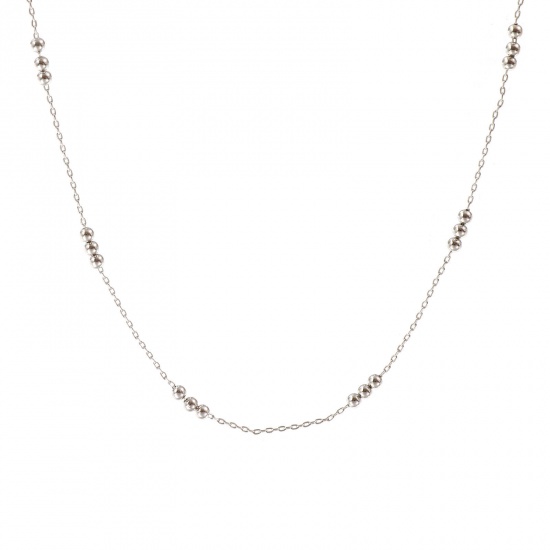 Immagine di 1 Pz Vero Platino Placcato Catena a Cavo Collana, Ottone 40cm + 5cm, Dimensione della Catena: 0.8mm, Per Donne, in Rilievo, Minimalista Squisito Regalo, Ecologico