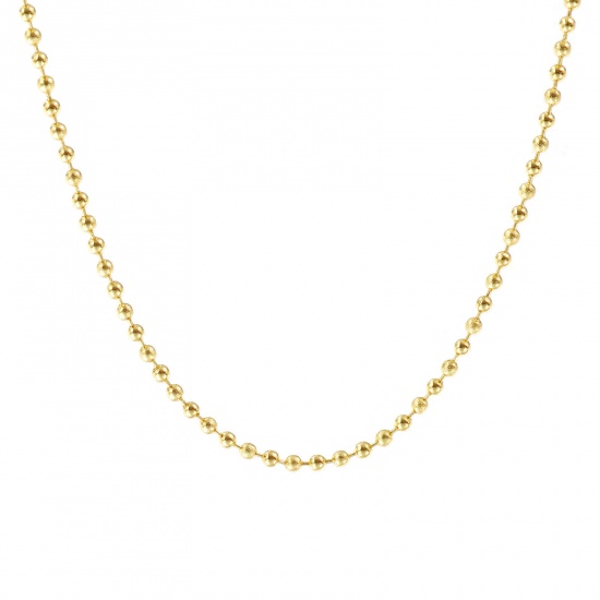 Immagine di 1 Pz 18K Vero Oro Placcato Catena a Pallini Collana, Ottone 40cm + 5cm, Dimensione della Catena: 2mm, Per Donne, Polvere di Stelle, Minimalista Squisito Regalo, Ecologico