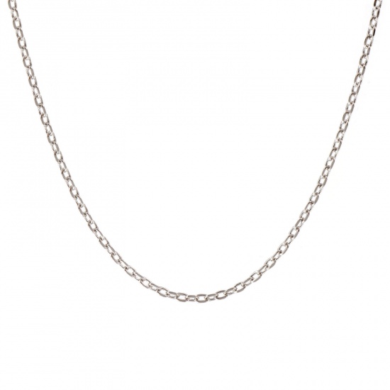 Immagine di 1 Pz Vero Platino Placcato Catena a Cavo Collana, Ottone 40cm + 5cm, Dimensione della Catena: 1.8mm, Per Donne, Minimalista Squisito Regalo, Ecologico