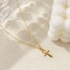 Bild von 18K Echtgold plattiert Kreuz Gliederketten Ankh ägyptisches Kreuz Anhänger Halskette, Messing 46cm + 6cm, Für Frauen, Hohl, Retro Religiös Geschenk, Umweltfreundlich, 1 Strang