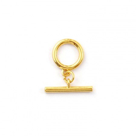 Imagen de 5 Juegos Respetuoso del Medio Ambiente Latón Cierres de Palanca Anillo 18K Oro Real Chapado 20x6mm 16.5x13.5mm