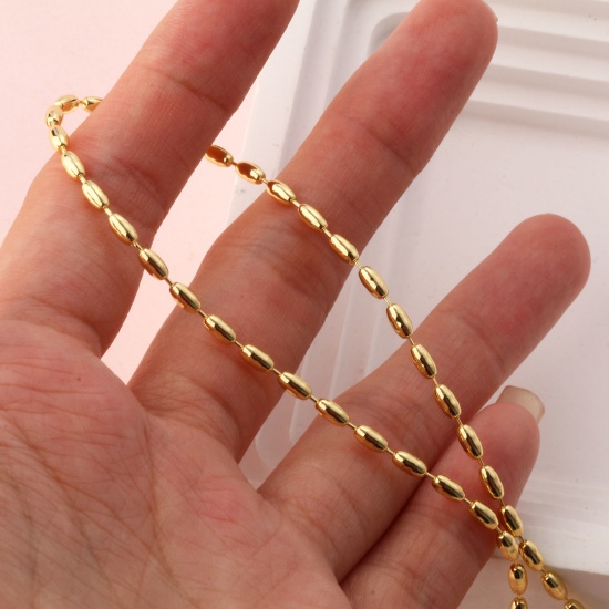 Bild von 1 Strang 18K Vergoldet Kugelkette Kette Halskette, Messing 45cm + 4cm, Kettengröße: 2mm, Für Frauen, Minimalistisch Exquisit