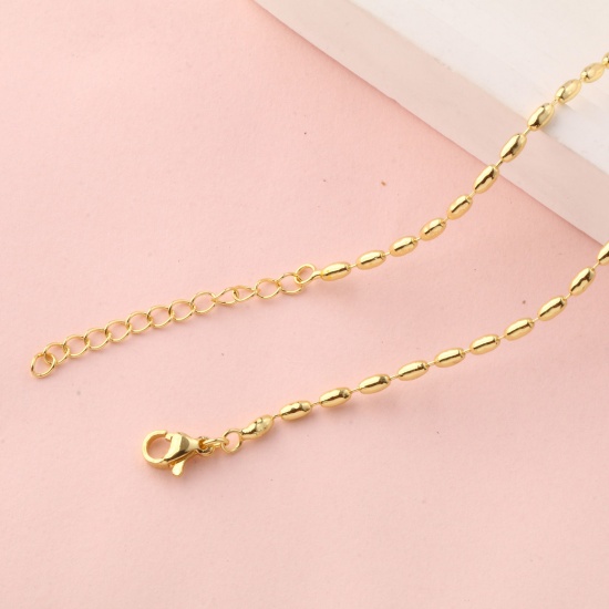 Bild von 1 Strang 18K Vergoldet Kugelkette Kette Halskette, Messing 45cm + 4cm, Kettengröße: 2mm, Für Frauen, Minimalistisch Exquisit