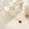 Picture of 18K Real Gold Plated Link Cable Chain Table Tennis Paddle Bat Pendant Charm Necklace, Brass 46cm(18.1") + 6cm(2.4"), For Women, Red Enamel Acrylic Imitation Pearl, Sport Gift, Eco-friendly, 1 Piece