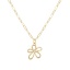 Picture of 18K Real Gold Plated Paperclip Link Chain Flower Pendant Charm Necklace, Brass 45cm(17.7") + 5cm(2"), For Women, Clear Cubic Zirconia Hollow, Stylish Exquisite Gift, Eco-friendly, 1 Piece