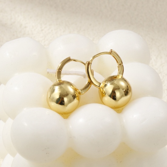Image de 1 Paire Boucles d'Oreilles Créoles Exquis en Laiton Respectueux de la Nature Minimaliste Balle Plaqué Or Véritable 18K Cadeau Pour Femmes 22mm x 15mm, Taille de Fil: 0.8mm(taille 20)