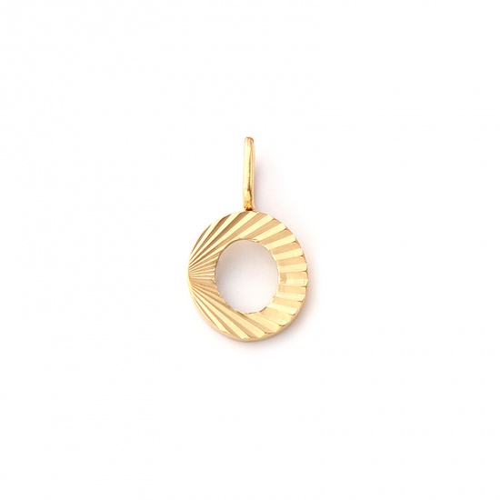 Imagen de 2 PCs Eco-friendly PVD Vacuum Plating 304 Stainless Steel Capital Alphabet Initial Letter Name Charms 18K Real Gold Plated Stripe Message " O " 16mm x 9mm