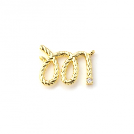 Immagine di 1 Piece Brass Halloween Charms 18K Gold Plated Rope Knot Clear Cubic Zirconia 20mm x 16mm