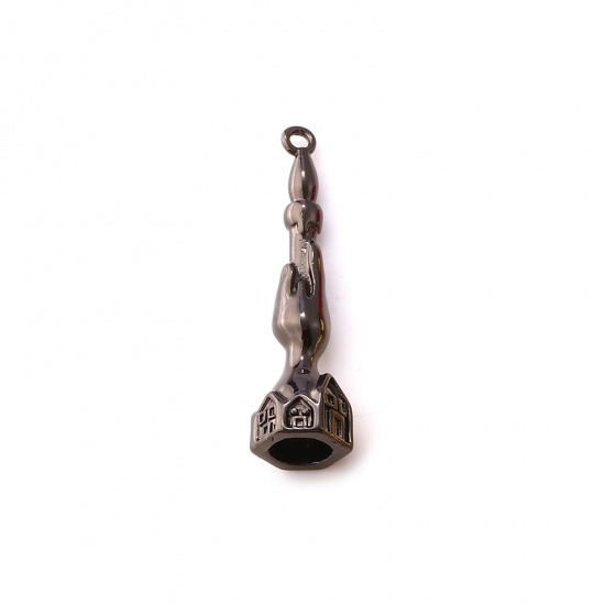 1 Piece Brass Halloween Pendants Black Enamel Candle 3D 3cm x 0.8cm の画像