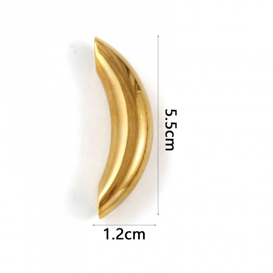 Immagine di 1 Pz Placcatura Sottovuoto PVD Ecologica 304 Acciaio Inossidabile Perline per la Creazione di Gioielli con Fai-da-te 18K Vero Oro Placcato Tubo Curvo 5.5cm x 1.2cm, Buco: Circa 7.5mm