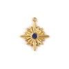 Bild von 1 Stück Umweltfreundliche PVD-Vakuumbeschichtung 304 Edelstahl Galaxis Charms 18K Echtgold plattiert Stern Blau Zirkonia 22mm x 19mm