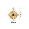 Bild von 1 Stück Umweltfreundliche PVD-Vakuumbeschichtung 304 Edelstahl Galaxis Charms 18K Echtgold plattiert Stern Blau Zirkonia 22mm x 19mm