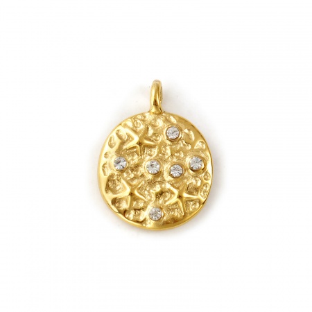 Picture of 1 Piece Eco-friendly PVD Vacuum Plating Waterproof Anti-Tarnish Hypoallergenic 304 Stainless Steel Ocean Jewelry Charms 18K Real Gold Plated Irregular Starfish Micro Pave Clear Cubic Zirconia 21mm x 16mm