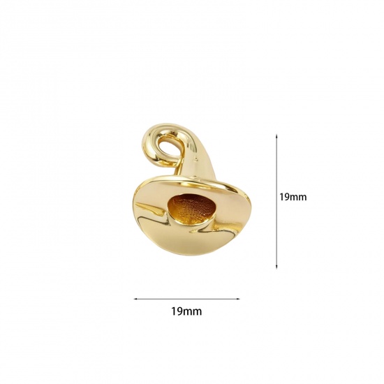 Изображение 2 PCs Eco-friendly Brass Charms 18K Real Gold Plated Halloween Witch Hat 3D 19mm x 19mm