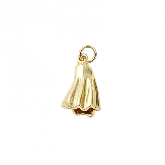 Изображение 2 PCs Eco-friendly Brass Charms 18K Real Gold Plated Halloween Ghost 3D 20mm x 10.5mm