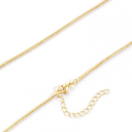 Picture of 2 PCs Brass Exquisite Snake Chain Necklace 18K Gold Plated 45cm(17.7") + 5cm(2") long, Chain Size: 1.7mm