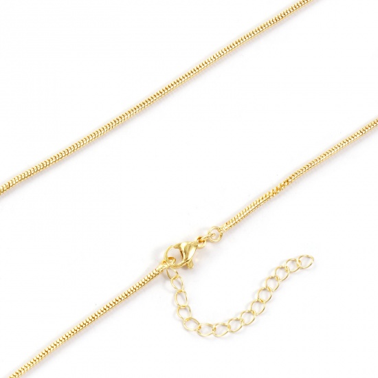 Picture of 2 PCs Brass Exquisite Snake Chain Necklace 18K Gold Plated 45cm(17.7") + 5cm(2") long, Chain Size: 1.7mm