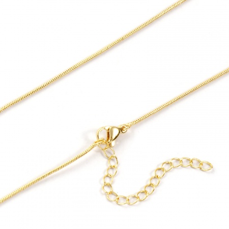 Picture of 2 PCs Brass Exquisite Snake Chain Necklace 18K Gold Plated 45cm(17.7") + 5cm(2") long, Chain Size: 1.3mm