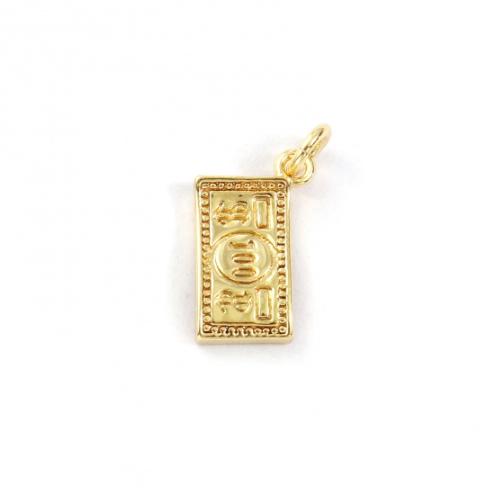 Image de 2 Pcs Breloques Respectueux de la Nature en Laiton Plaqué Or Véritable 18K Dollar US Double Face 15mm x 8mm