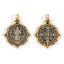 Immagine di 1 Pz Ottone Religione Ciondoli Pendenti Argento Antico Bronzo Antico Doppio Colore Medaglia di San Benedetto Doppia Faccia Verde Cubic Zirconiae 3.2cm x 2.6cm