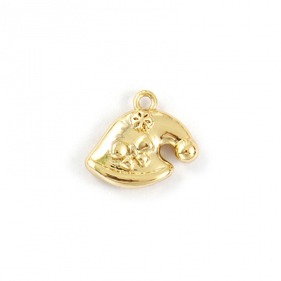 Immagine di 2 PCs Brass Charms 18K Gold Plated Christmas Hats Bowknot 13mm x 12mm