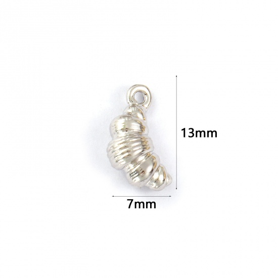 Immagine di 2 PCs Brass Christmas Charms Platinum Plated Croissant Bread 3D 13mm x 7mm