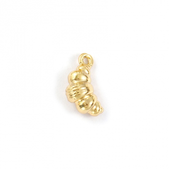 Immagine di 2 PCs Brass Christmas Charms 18K Gold Plated Croissant Bread 3D 13mm x 7mm
