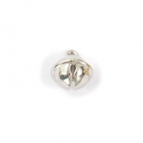 Immagine di 2 PCs Brass Mini Charms Platinum Plated Christmas Jingle Bell 3D 10mm x 9mm