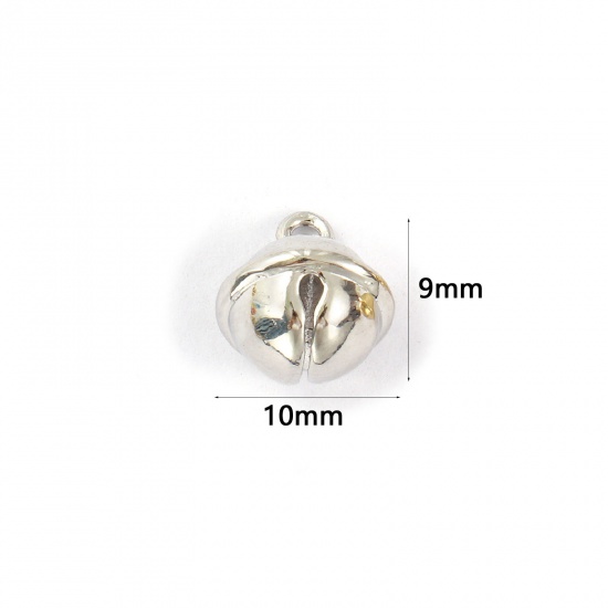 Immagine di 2 PCs Brass Mini Charms Platinum Plated Christmas Jingle Bell 3D 10mm x 9mm