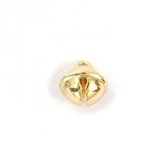 Immagine di 2 PCs Brass Mini Charms 18K Gold Plated Christmas Jingle Bell 3D 10mm x 9mm