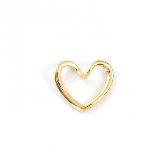Изображение 2 PCs Eco-friendly Brass Valentine's Day Charms 18K Real Gold Plated Heart Hollow 18mm x 15mm