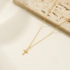 Picture of 1 Piece Sterling Silver Religious Pendant Charm Necklace 18K Gold Plated Cross Clear Cubic Zirconia Micro Pave 40cm(15.7") + 5cm(2") long