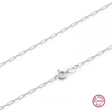 Immagine di 1 Pz Ecologico Argento Sterling Catena a Graffetta Collana Platino Placcato 45cm Lunghezza, Dimensione Catena: 1.8mm