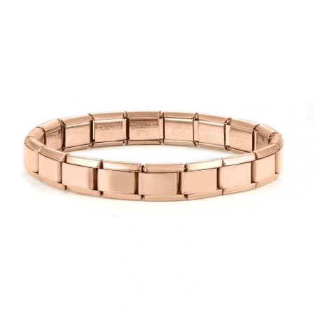 Picture of 1 Piece 304 Stainless Steel Italian Charm Links Modular Bracelets Rose Gold Detachable 18cm(7.1") long