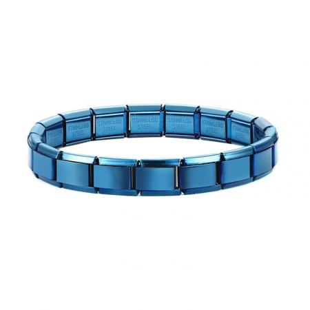 Picture of 1 Piece 304 Stainless Steel Italian Charm Links Modular Bracelets Blue Detachable 18cm(7.1") long