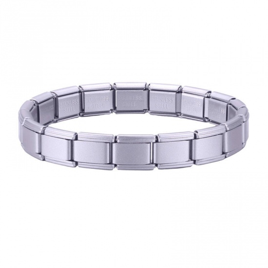 Picture of 1 Piece 304 Stainless Steel Italian Charm Links Modular Bracelets Mauve Matte Detachable 18cm(7.1") long