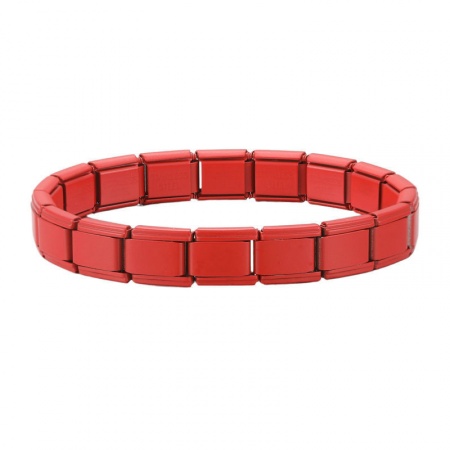 Picture of 1 Piece 304 Stainless Steel Italian Charm Links Modular Bracelets Red Matte Detachable 18cm(7.1") long