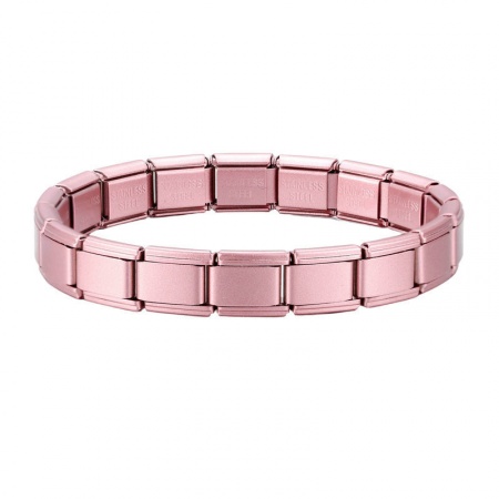 Picture of 1 Piece 304 Stainless Steel Italian Charm Links Modular Bracelets Light Pink Matte Detachable 18cm(7.1") long