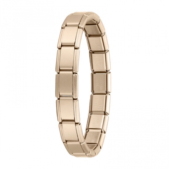 Picture of 1 Piece 304 Stainless Steel Italian Charm Links Modular Bracelets Light Gold Matte Detachable 18cm(7.1") long