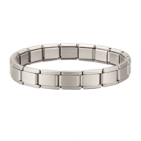 Picture of 1 Piece 304 Stainless Steel Italian Charm Links Modular Bracelets Silver Tone Matte Detachable 18cm(7.1") long