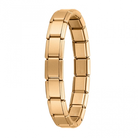 Picture of 1 Piece 304 Stainless Steel Italian Charm Links Modular Bracelets Golden Matte Detachable 18cm(7.1") long