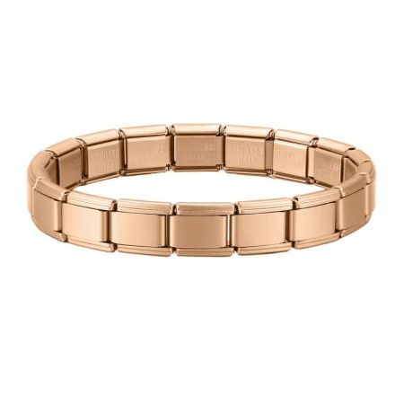 Picture of 1 Piece 304 Stainless Steel Italian Charm Links Modular Bracelets Rose Gold Matte Detachable 18cm(7.1") long