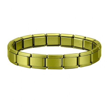 Picture of 1 Piece 304 Stainless Steel Italian Charm Links Modular Bracelets Green Matte Detachable 18cm(7.1") long