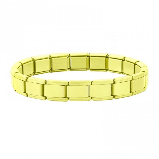 Picture of 1 Piece 304 Stainless Steel Italian Charm Links Modular Bracelets Yellow Matte Detachable 18cm(7.1") long