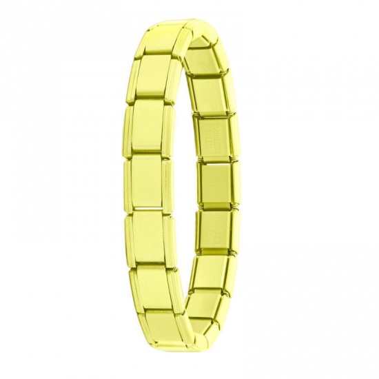 Picture of 1 Piece 304 Stainless Steel Italian Charm Links Modular Bracelets Yellow Matte Detachable 18cm(7.1") long