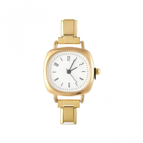 Immagine di 1 Pz 304 Acciaio Inossidabile Elegante & Casual Faccia dell'orologio con Collegamenti a Charm Italiano per la Creazione fai da te di Gioielli Oro Placcato Bianco Quadrato 5.7cm x 3cm