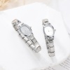 Imagen de 1 Unidad 304 Acero Inoxidable Elegante & Casual Reloj de Pulsera Modular de Enlace de Encanto Italiano Tono de Plata Blanco Óvalo 18.5cm longitud