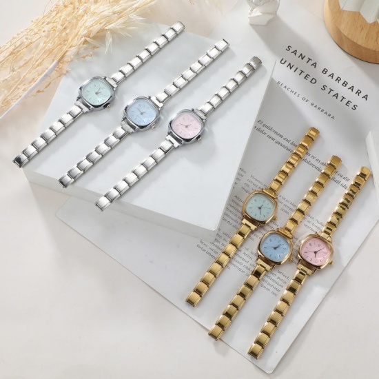 Immagine di 1 Pz 304 Acciaio Inossidabile Elegante & Casual Faccia dell'orologio con Collegamenti a Charm Italiano per la Creazione fai da te di Gioielli Oro Placcato Rosa Quadrato 5.7cm x 3cm